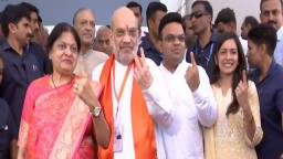 Home Minister Amit Shah casts his vote for third phase of Lok Sabha elections in Ahmedabad